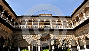 Seville real alcazar interior panorama photo