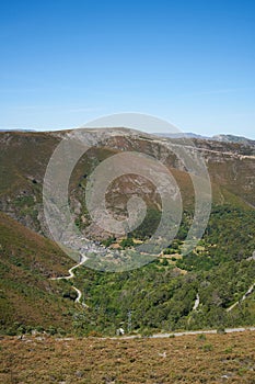 Aldeia da Pena drone aerial village in Arouca Serra da Freita, Portugal