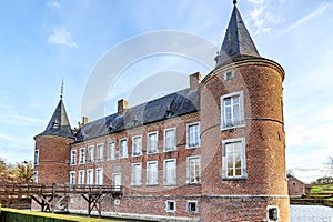 Alden Biesen Castle from 16th century, surrounded by the moat