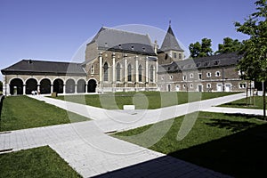 Alden Biesen castle and church in Bilzen, Belgium