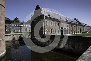 Alden Biesen castle with moat in Bilzen, Belgium