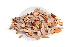 Alder wood chips isolated on white background