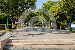 Aldmon trees median strip at the small town of Aracataca the birthplace of Nobel literature laureate Gabriel Garcia Marquez in