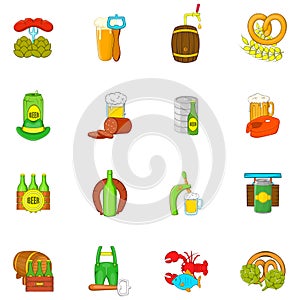 Ale icons set, cartoon style