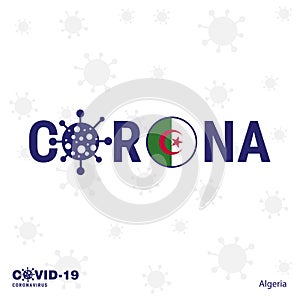 Alegeria Coronavirus Typography. COVID-19 country banner