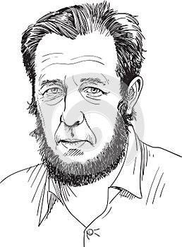 Aleksandr Solzhenitsyn cartoon portrait, vector