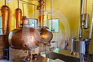 Alembic industrial equipment used to produce the sugarcane liquor or Cachaca,