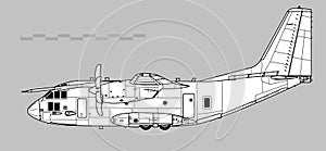 Alenia C-27J Spartan. Vector drawing of military transport aircraft.
