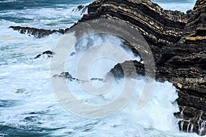 Rough sea near Cabo Sardao, Portugal photo