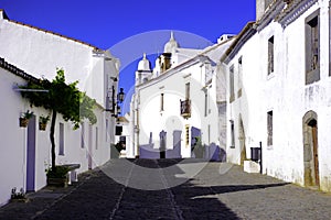 Alentejo Typical Quaint Street, Bright White Buildings, Travel South of Portugal