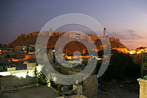 Aleppo Citadel by night photo