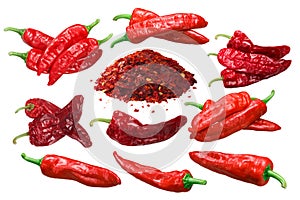 Aleppo peppers whole, crushed and dried, paths