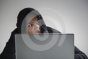 Alert African American hacker