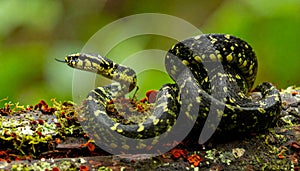 Alert Amazon Tree Boa in a Lush Rainforest