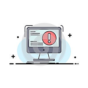 Alert, antivirus, attack, computer, virus Flat Color Icon Vector