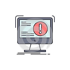 Alert, antivirus, attack, computer, virus Flat Color Icon Vector