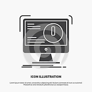 Alert, antivirus, attack, computer, virus Icon. glyph vector gray symbol for UI and UX, website or mobile application