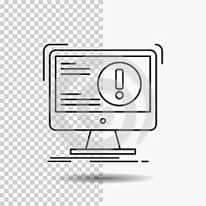 Alert, antivirus, attack, computer, virus Line Icon on Transparent Background. Black Icon Vector Illustration