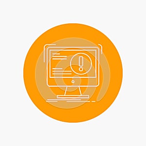 Alert, antivirus, attack, computer, virus White Line Icon in Circle background. vector icon illustration