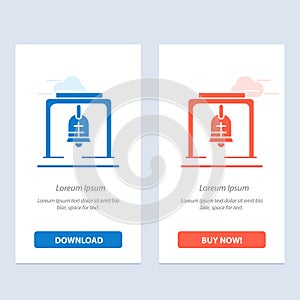 Alert, Bell, Christmas Bell, Church Bell  Blue and Red Download and Buy Now web Widget Card Template