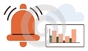 Notification Alert with Data Analytics Chart and Cloud Integration Concept