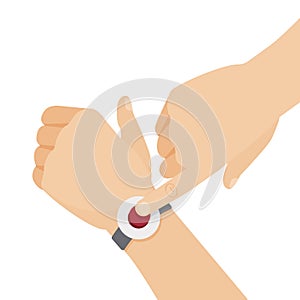 Alert button on the wrist. Vector illustration.