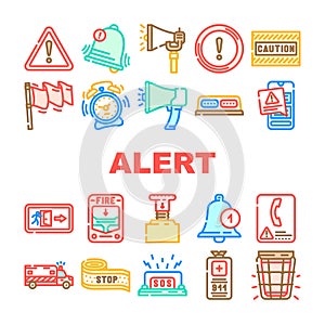 alert caution error danger icons set vector