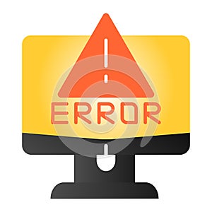 Alert on computer flat icon. Computer error color icons in trendy flat style. System error gradient style design