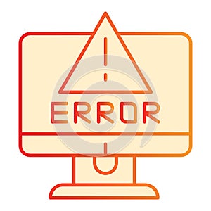 Alert on computer flat icon. Computer error orange icons in trendy flat style. System error gradient style design