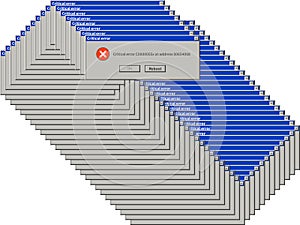 Alert dialog windows. System failure dialog box popup, retro error message, information warning notification, computer