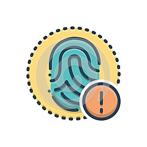 Color illustration icon for Alert, admonition and biometrics photo