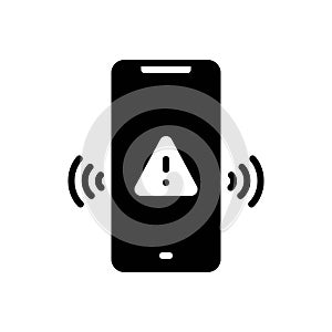 Black solid icon for Alert, mobile and attention