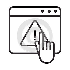 Alert icon, website click warning button, attention danger exclamation mark precaution, line style design