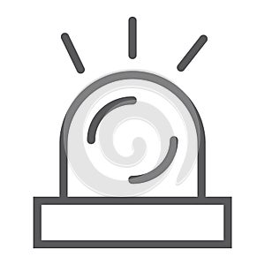 Alert line icon, attention and siren, alarm sign, vector graphics, a linear pattern on a white background.