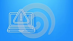 Alert message laptop notification. Danger error alerts, laptop virus problem or insecure messaging spam problems