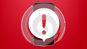 Alert message mobile notification. Danger error alerts, smartphone virus problem or insecure messaging spam problems