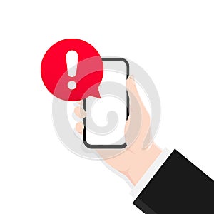 Alert message mobile notification. Danger error alerts, smartphone virus problem or insecure messaging spam problems notifications