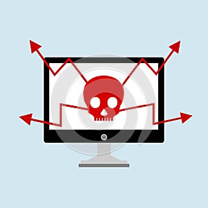 Alert notification on laptop computer , malware concept, spam data, fraud internet error