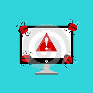 Alert notification on laptop computer vector, malware concept, spam data, fraud internet error