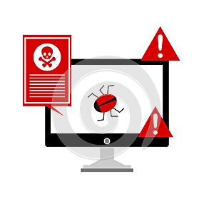 Alert notification on laptop computer vector, malware concept, spam data, fraud internet error
