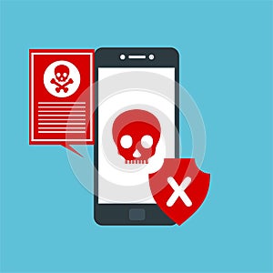 Alert notification on smartphone vector, malware concept, spam data, fraud internet error