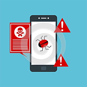 Alert notification on smartphone vector, malware concept, spam data, fraud internet error