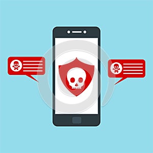 Alert notification on smartphone vector, malware concept, spam data, fraud internet error