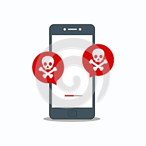 Alert notification on smartphone vector, malware concept, spam data, fraud internet error