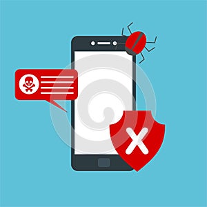 Alert notification on smartphone vector, malware concept, spam data, fraud internet error
