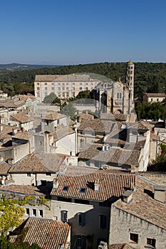 Ales, France: Image with the city seen from above photo