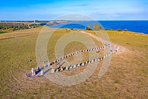 Ales stenar megalithic monument in coastal Sweden