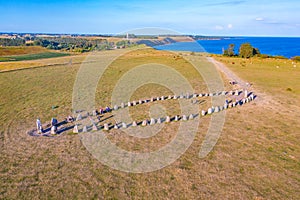 Ales stenar megalithic monument in coastal Sweden