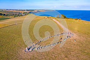 Ales stenar megalithic monument in coastal Sweden