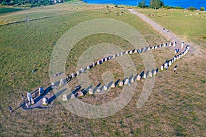 Ales stenar megalithic monument in coastal Sweden